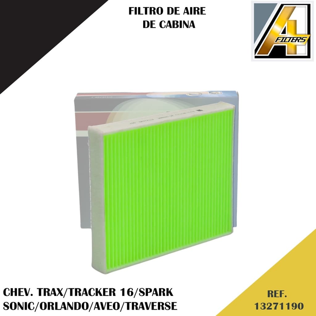 Filtro de Cabina - Chevrolet Trax/Tracker 2016~, Chevrolet Spark 1.2L 2012-2016, Chevrolet Sonic 2011~, Chevrolet Orlando 2011~, Chevrolet Aveo 2015~, Chevrolet Traverse 2017~